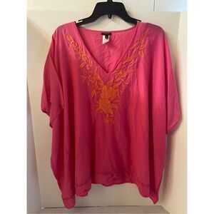 Talbots beach cruise sheer top‎ pink orange large CA#23147 L
